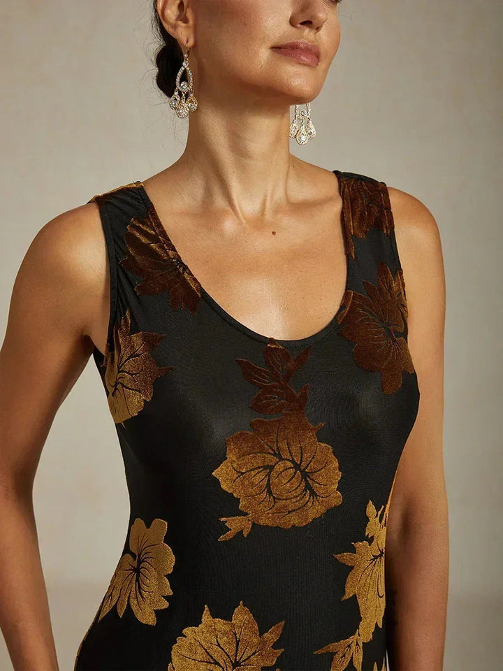 Avondjurk Met Bloemenprint En Asymmetrische Zoom