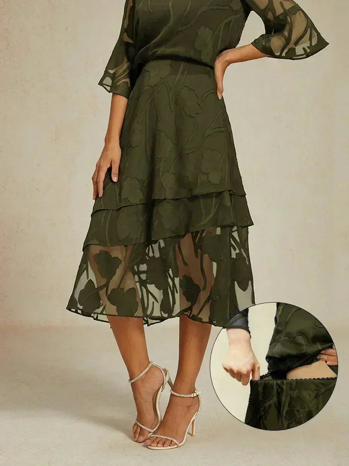 Chiffon Midi-Rok met Bloemen