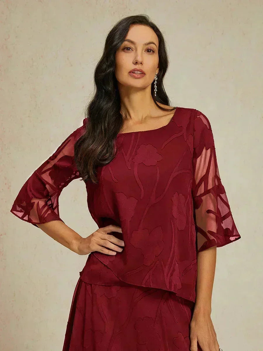 Elegante Chiffonblouse met Asymmetrische Zoom