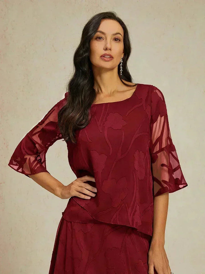 Feestelijke Chiffonblouse Met Asymmetrische Zoom