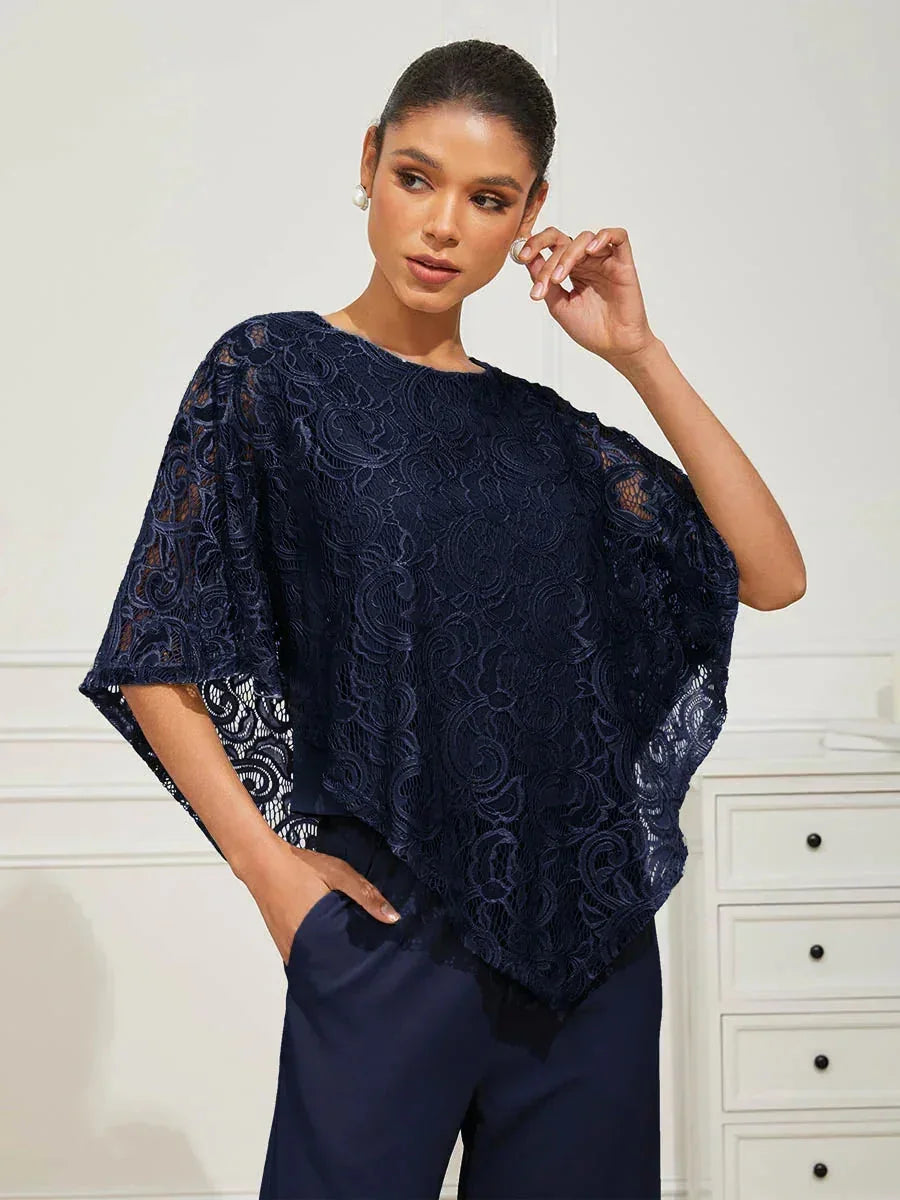 Elegant Kanten Top Met Vleermuismouwen