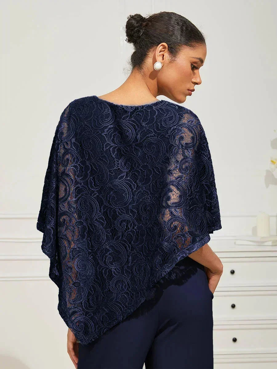 Elegant Kanten Top Met Vleermuismouwen
