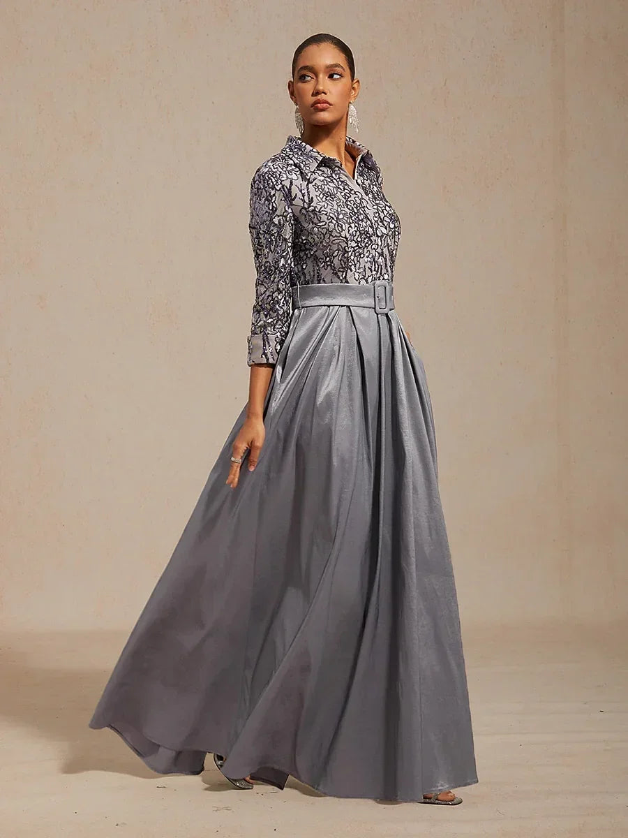 Stretchtaffeta Geborduurde Cocktailjurk met Paillettenbuste
