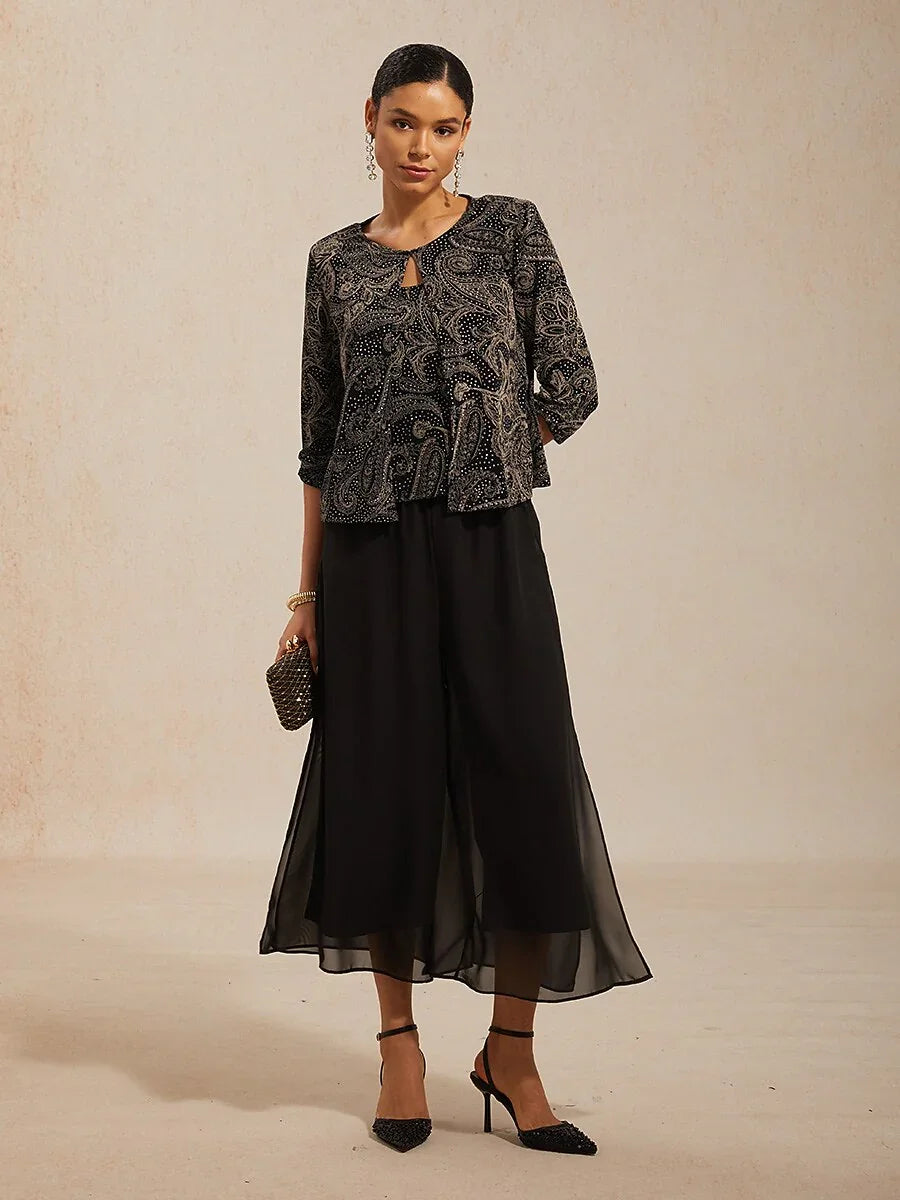 Paisley Gebreide Top Met Subtiel Paillettenaccent