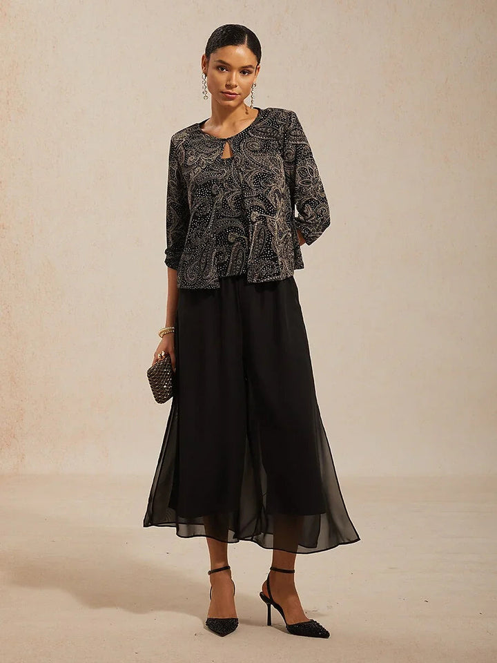 Paisley Gebreide Top Met Subtiel Paillettenaccent