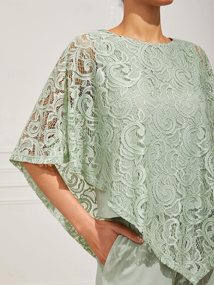Elegant Kanten Top Met Vleermuismouwen