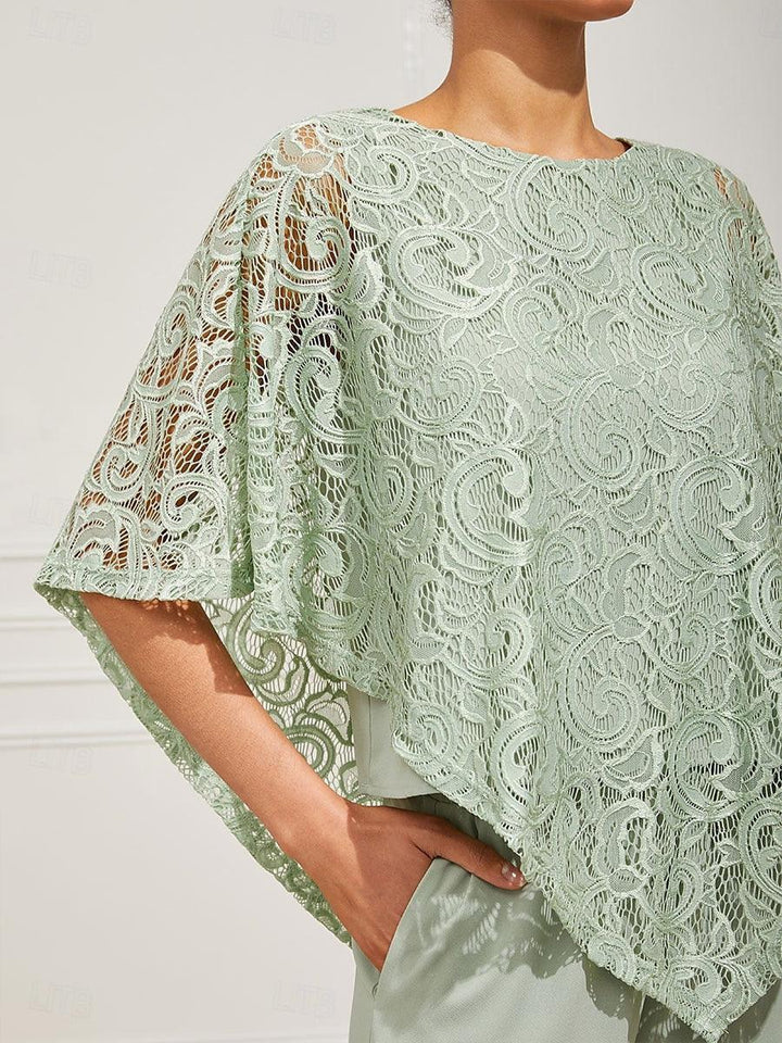 Elegant Kanten Top Met Vleermuismouwen