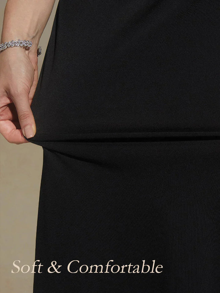 V-Neck A-Line Knit Dress with Waist Twist Design
