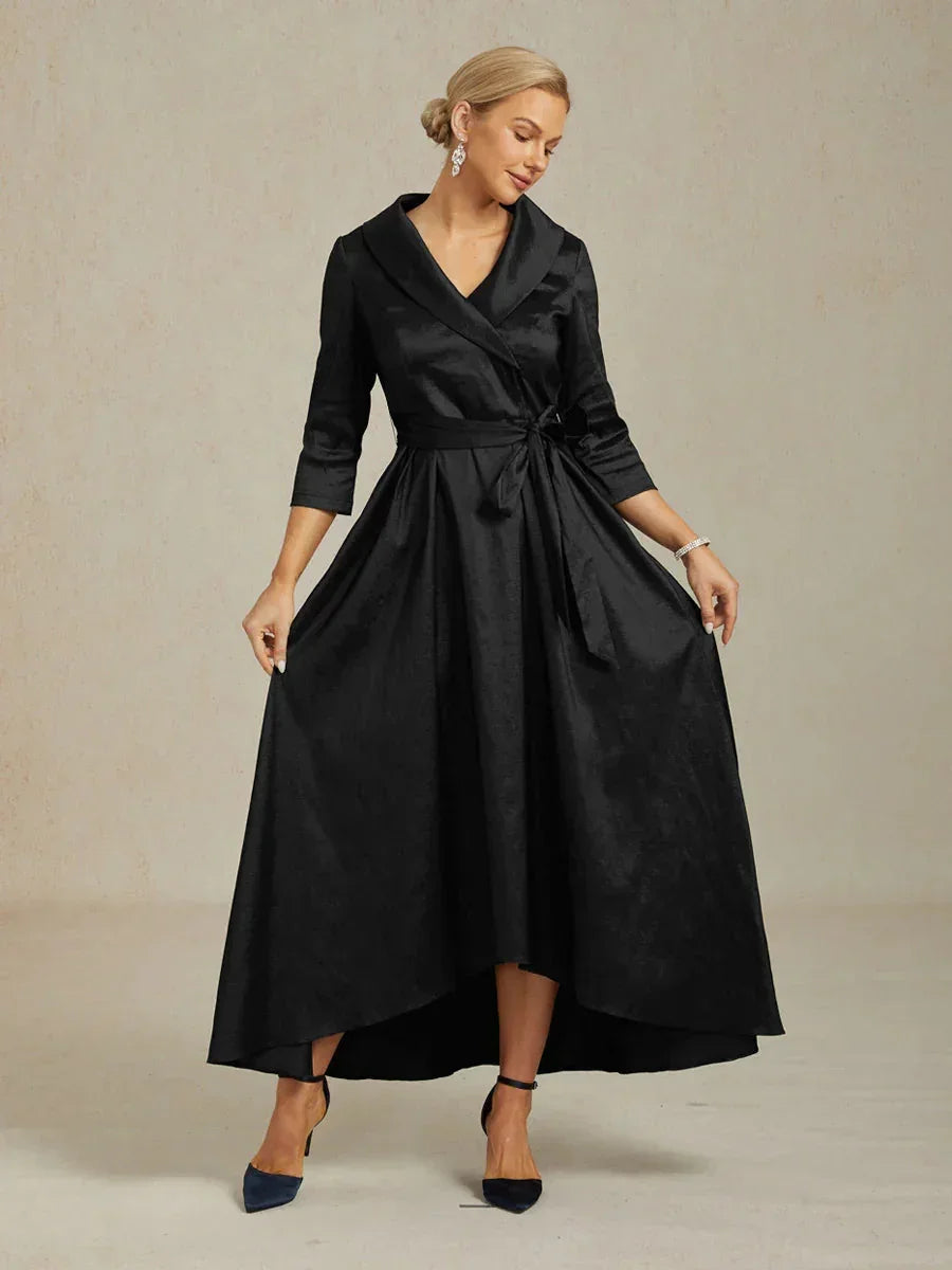 Stretch Tafeta Cocktailjurk met Strikceintuur