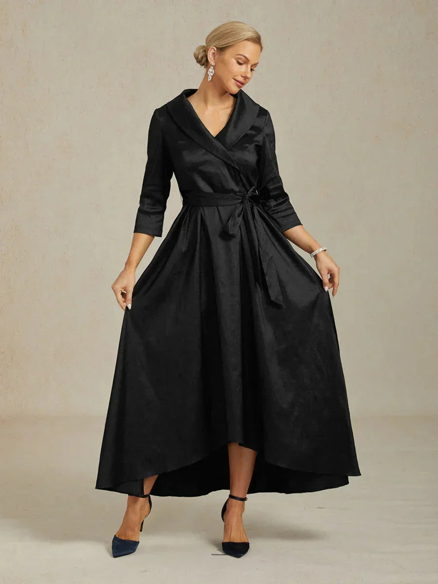 Stretch-taffeta Cocktailjurk Met Strikceintuur