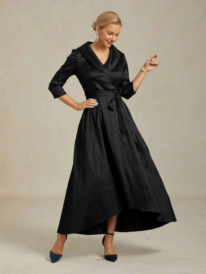 Stretch Tafeta Cocktailjurk met Strikceintuur