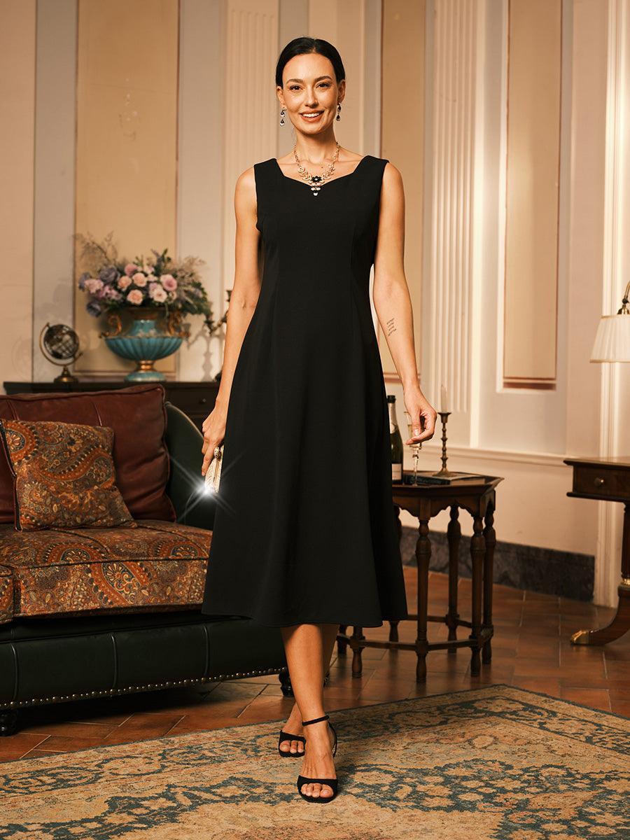 Mouwloze koker midi-jurk