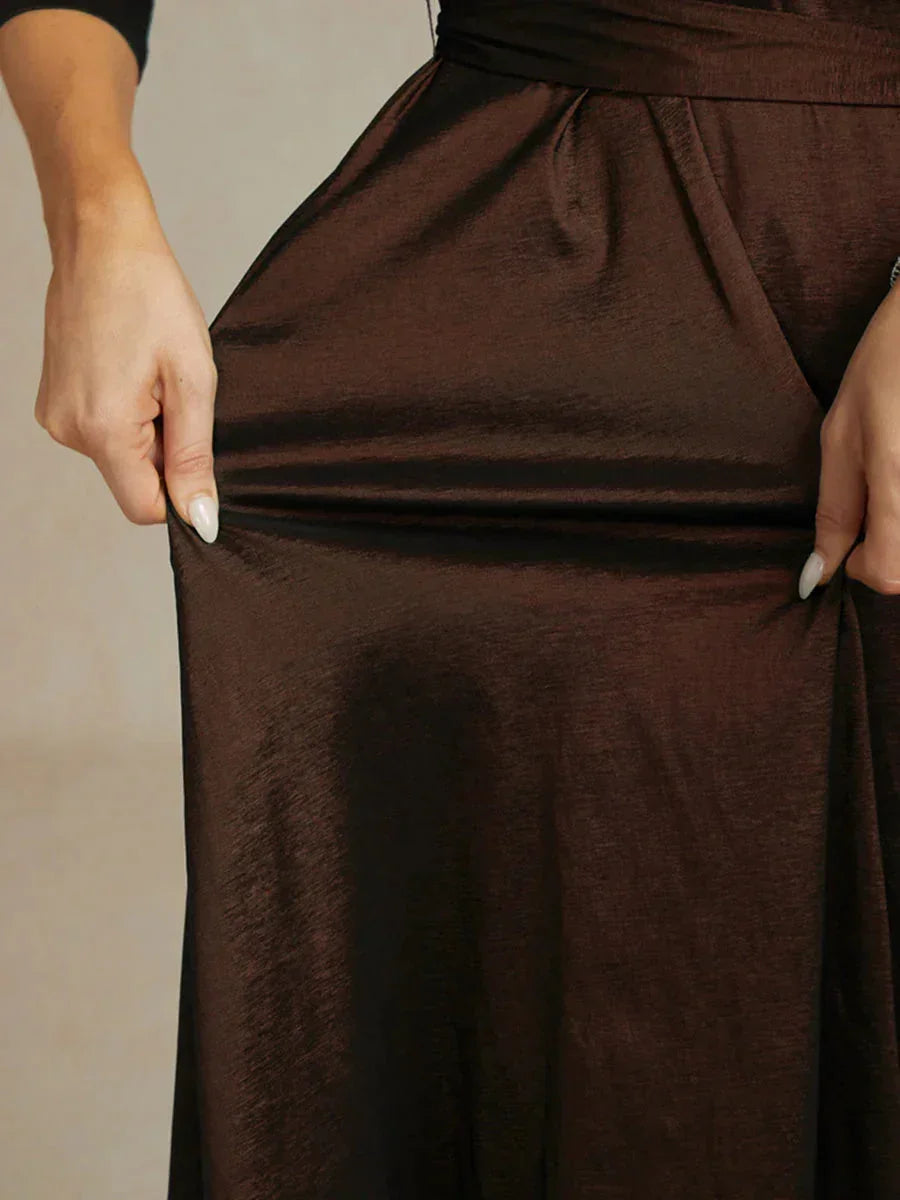 Stretch-taffeta Cocktailjurk Met Strikceintuur