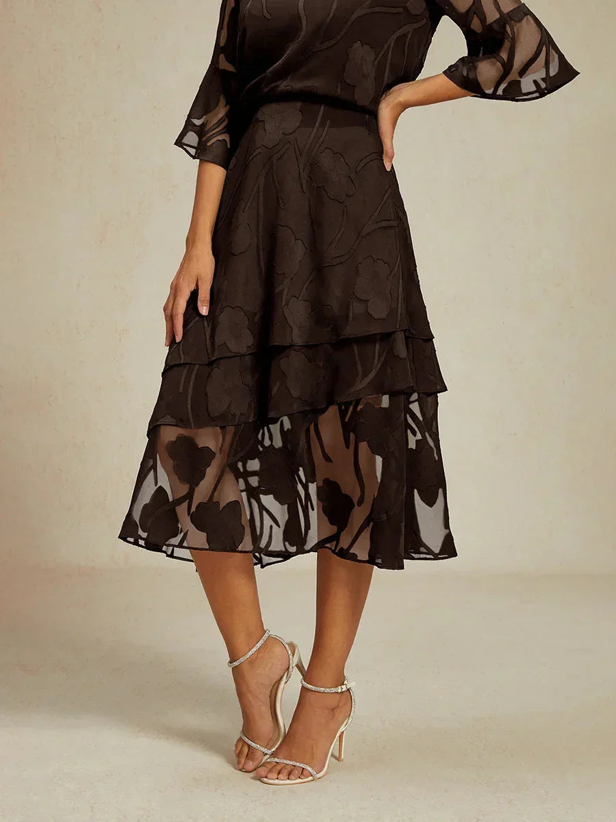 Bloemen Chiffon Midi Rok