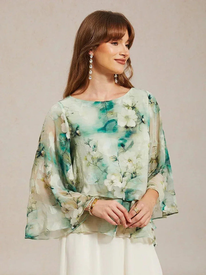 Gelaagde Chiffonblouse met Kant en Bloemenprint