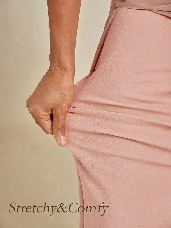 Broek Met Rechte Pijpen Met Chiffon Overlay En Gespleten Pijp