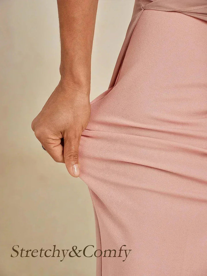 Kanten Broek Met Rechte Pijpen En Chiffon Split-Overlay