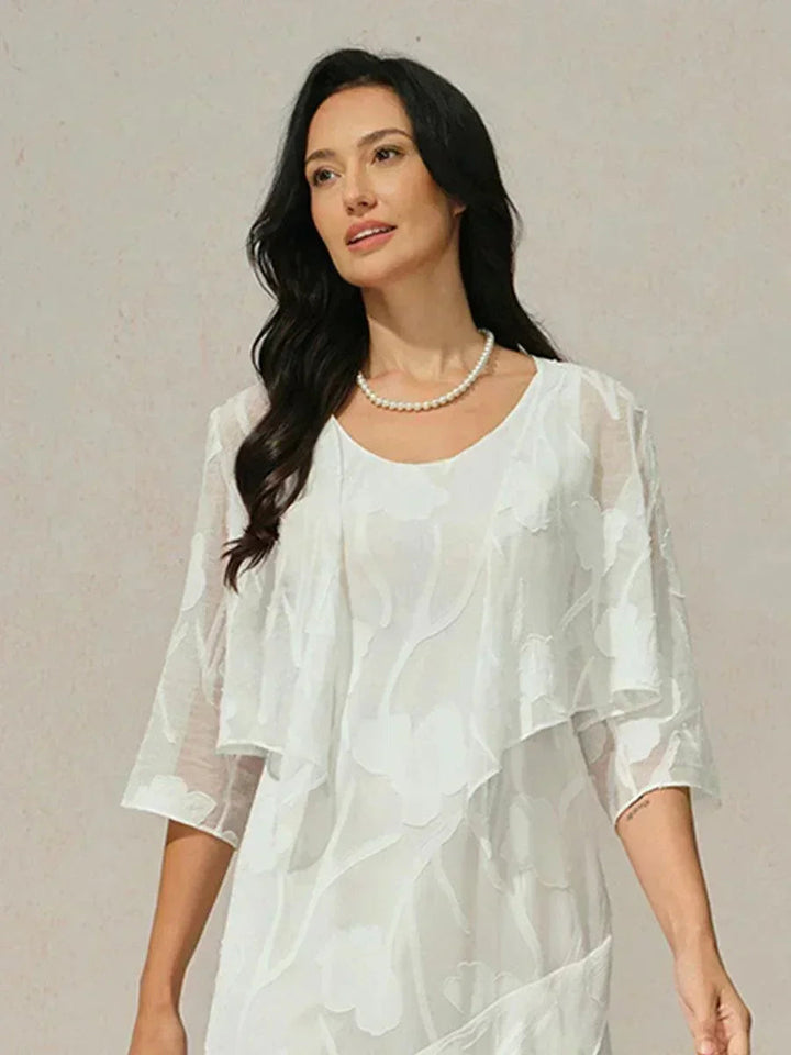 Bloemig Doorschijnend Chiffon Bolero Met 3/4-Mouwen