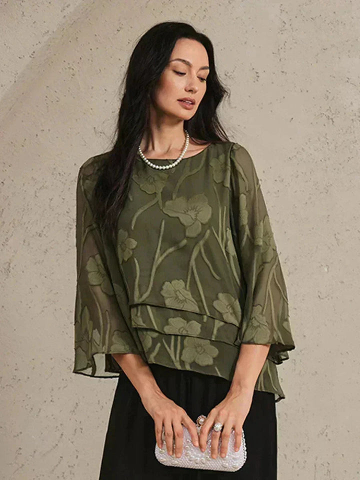 Chiffon Bloemenlaagjes Blouse