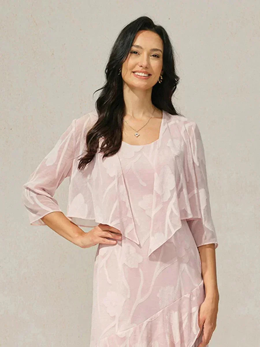 Bloemenprint Doorschijnende Chiffon Bolero Met 3/4-mouwen