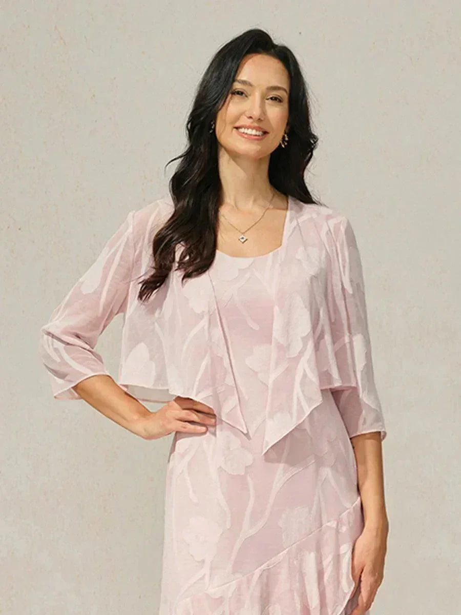 Bloemig Doorschijnend Chiffon Bolero Met 3/4-Mouwen