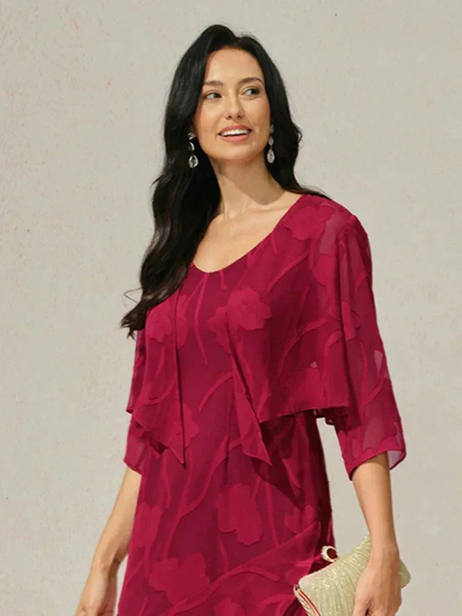 Bloemig Doorschijnend Chiffon Bolero Met 3/4-Mouwen