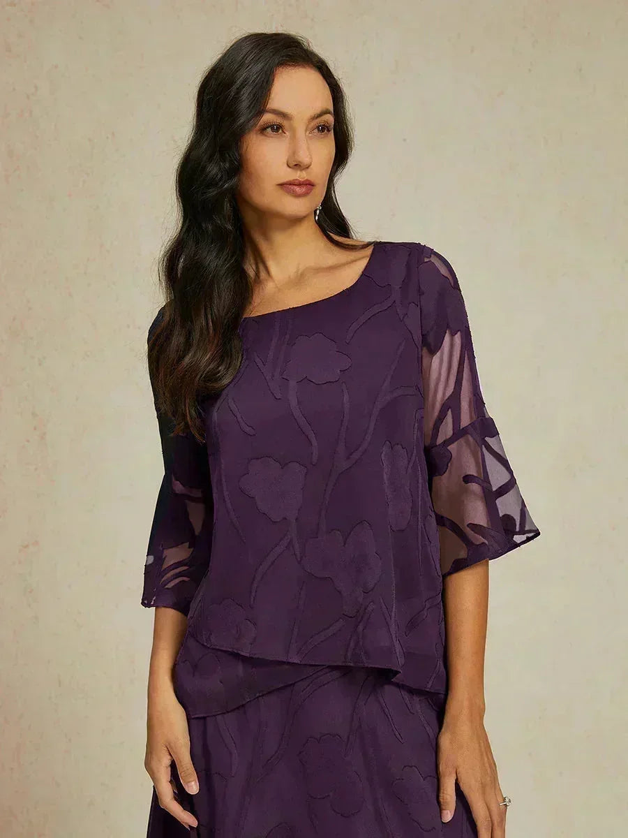 Elegante Chiffonblouse met Asymmetrische Zoom