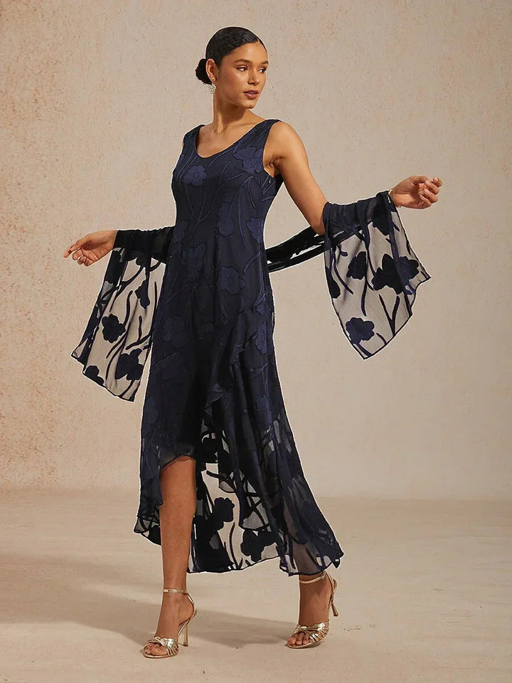 Sheer Floral Chiffon Shawl