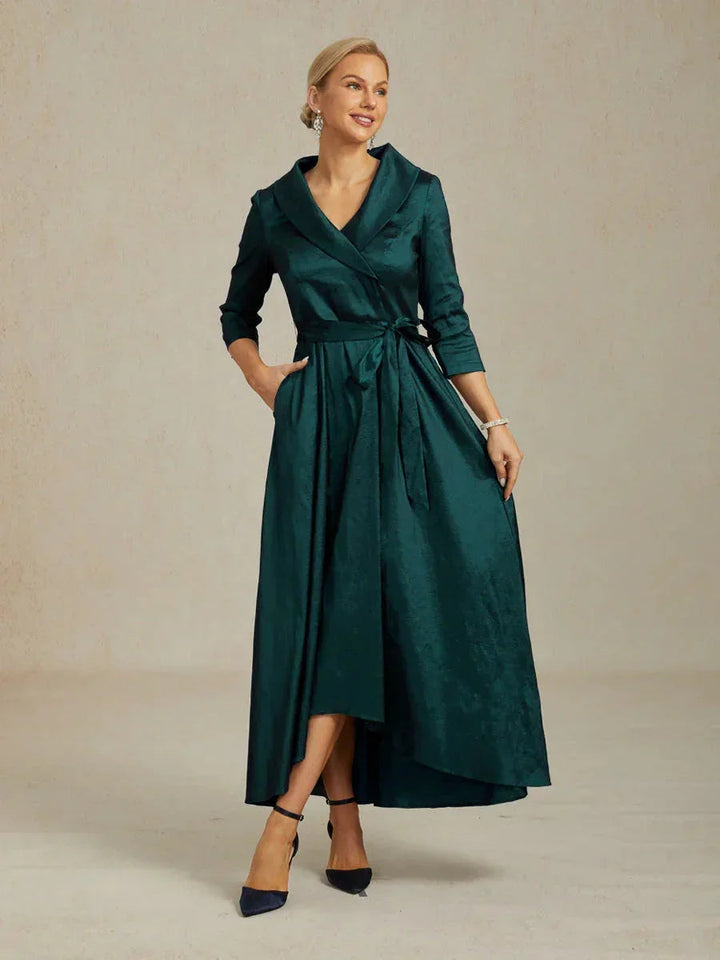 Stretch-taffeta Cocktailjurk met Strikceintuur