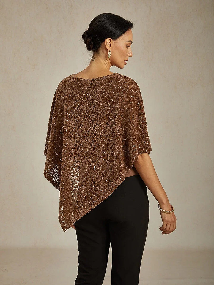 Fluwelen Top met Kanten Capelet en Pailletten