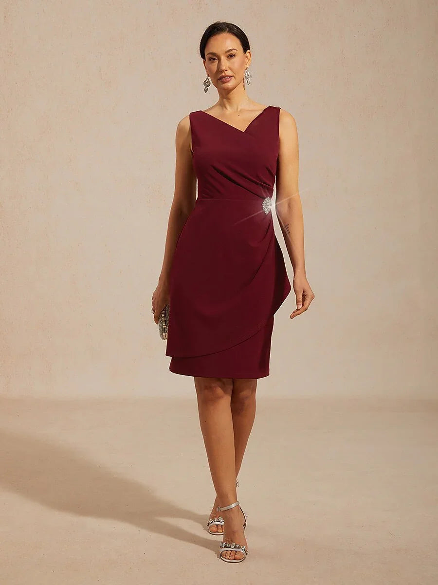 Elegant Ruffle Dress with Beaded  Detail