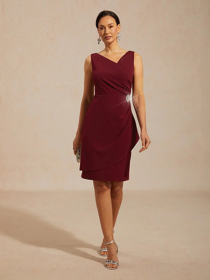 Elegant Ruffle Dress with Beaded  Detail