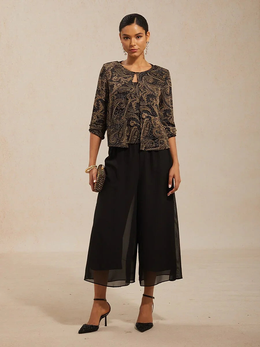 Paisley Gebreide Top Met Subtiel Paillettenaccent