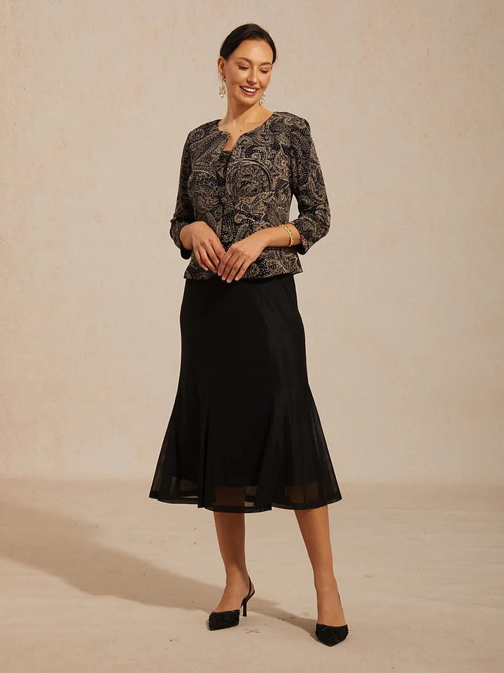 Paisley Jacket Dress with Subtle Sequin Detail