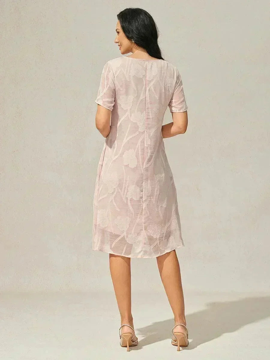 Bloemenprint Doorzichtige Chiffon Knielange A-lijnjurk