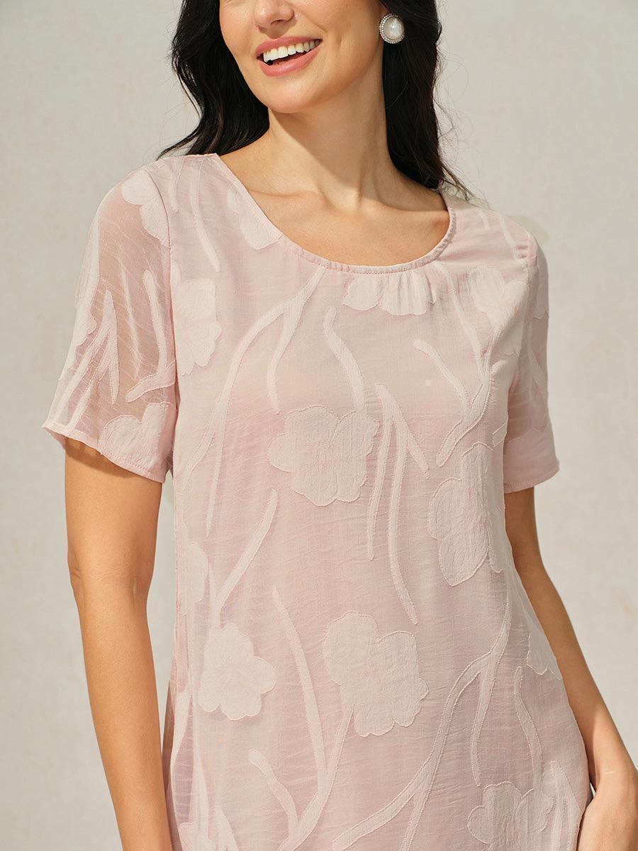 Bloemenprint Doorschijnende Chiffon Knielange A-lijnjurk