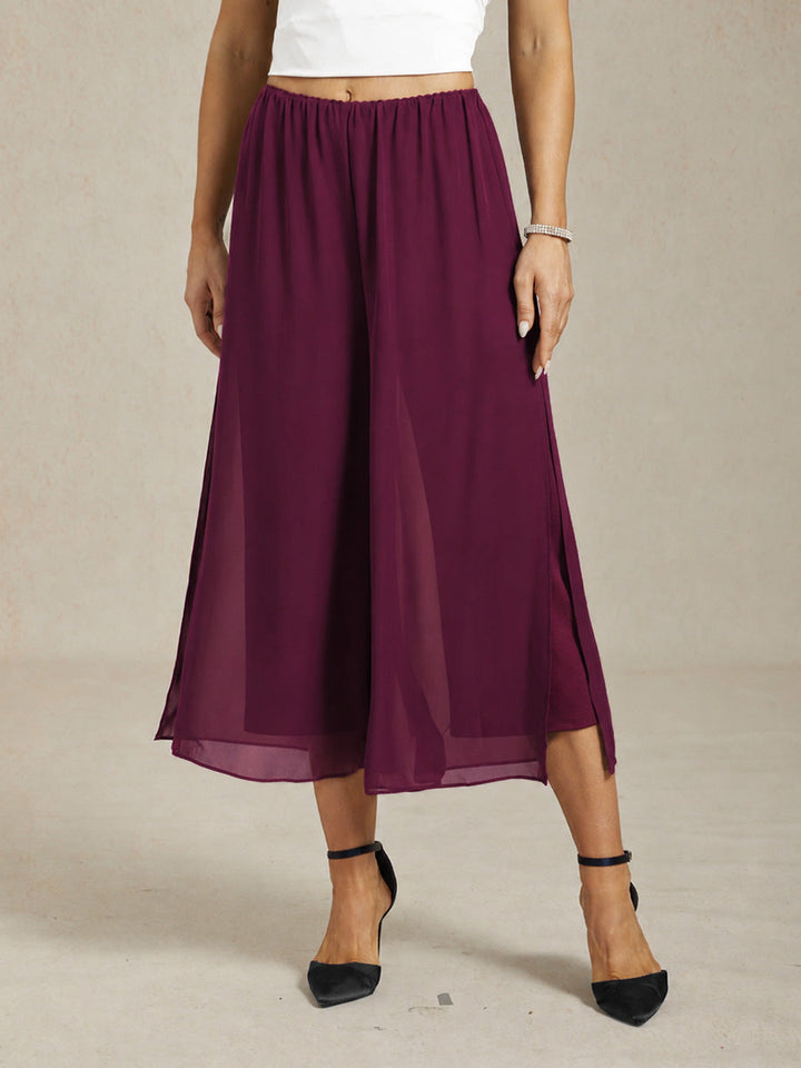 Cropped Straight-Leg Broek Met Chiffon Split-Pijp Overlay