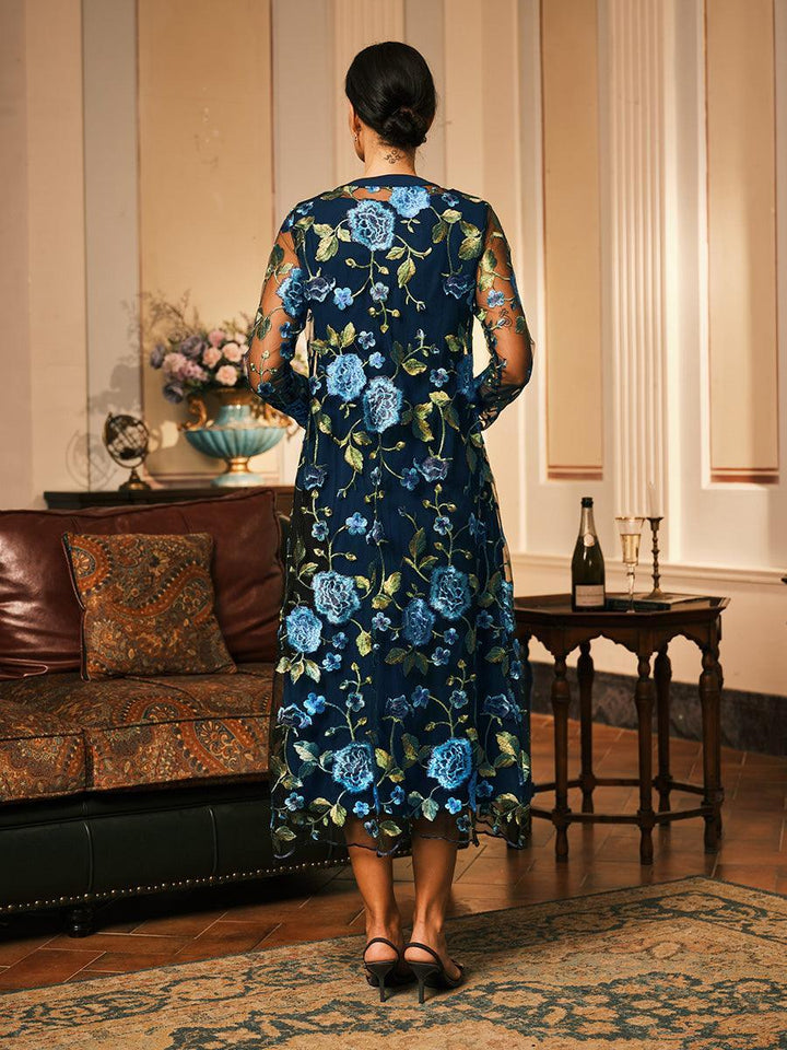 Long Floral Embroidered Lace Jacket
