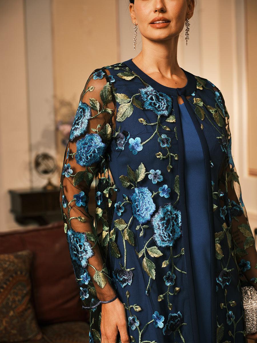 Long Floral Embroidered Lace Jacket