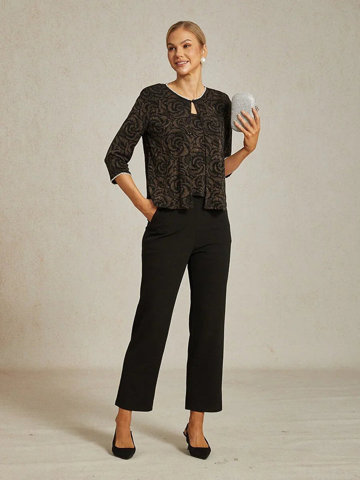 Zwarte Slim-Fit Broek met Elastische Taille en Zijzakken