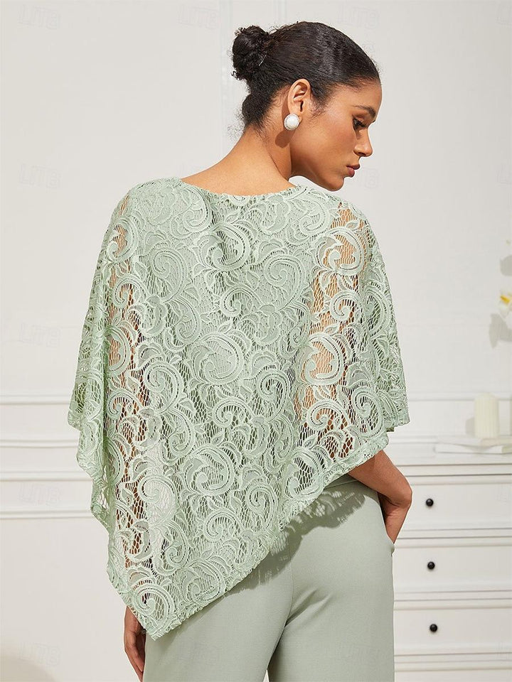 Elegant Kanten Top Met Vleermuismouwen