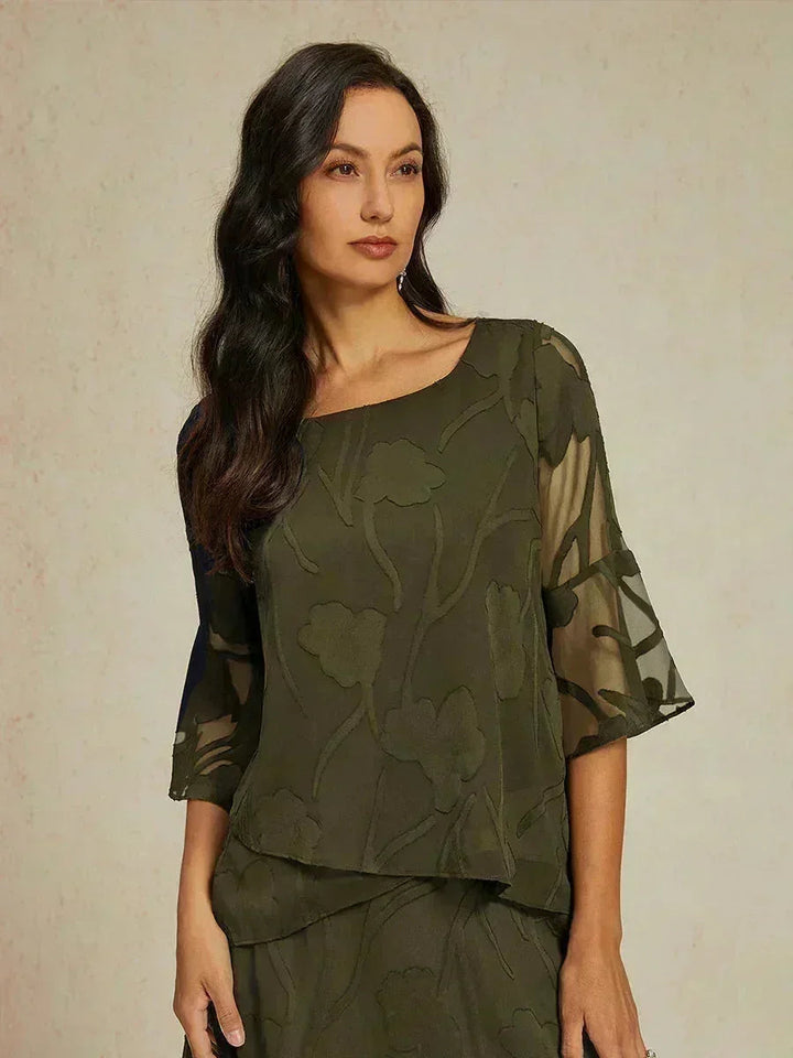 Elegante chiffon blouse met asymmetrische zoom