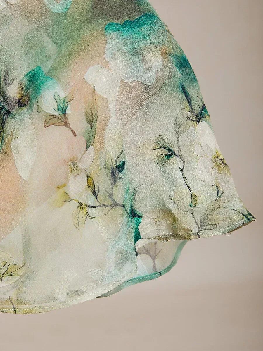 Gelaagde Chiffonblouse met Kant en Bloemenprint