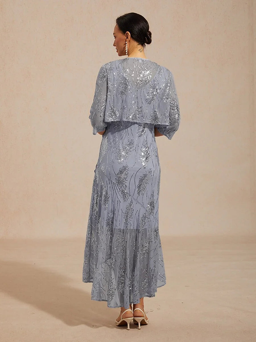 Mesh Sequin Short Shrug with 3/4 Sleeves