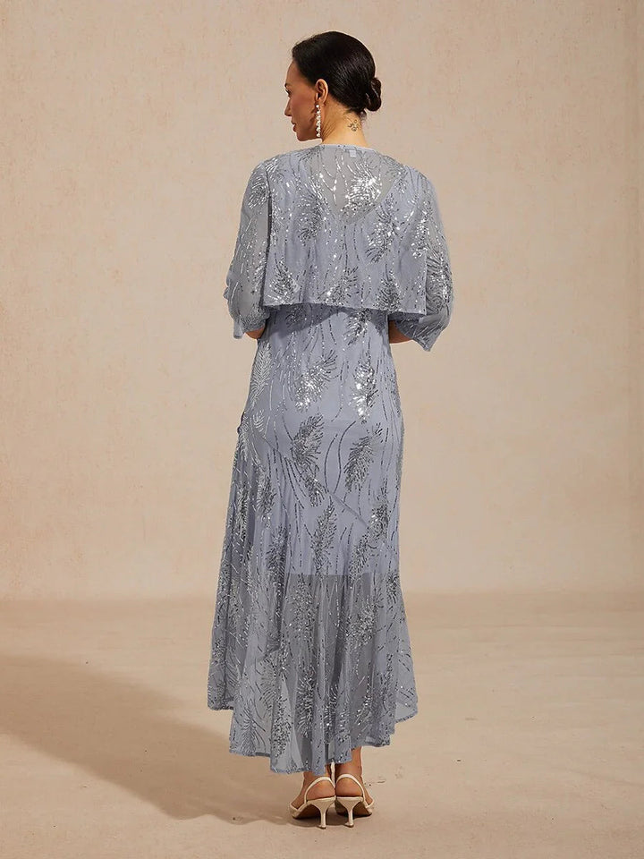 Mesh Sequin Short Shrug with 3/4 Sleeves