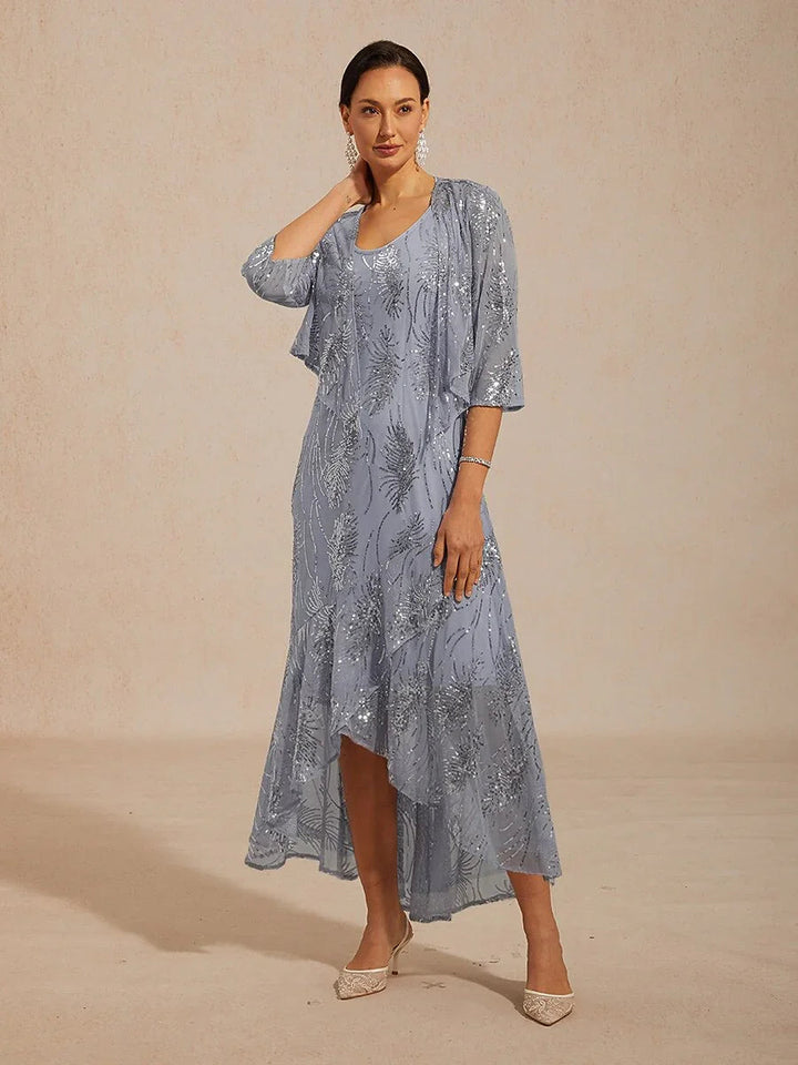 Mesh Sequin Short Shrug with 3/4 Sleeves