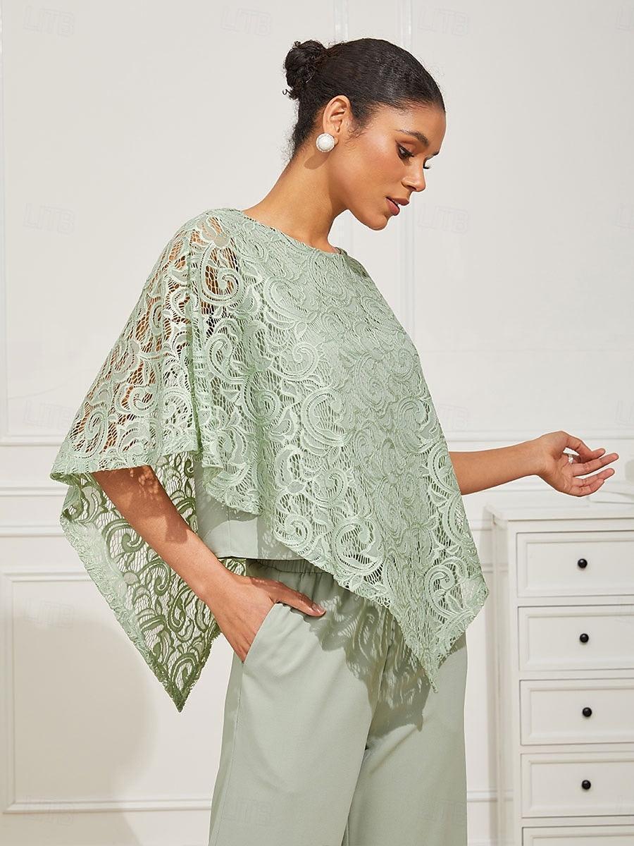 Elegant Kanten Top Met Vleermuismouwen