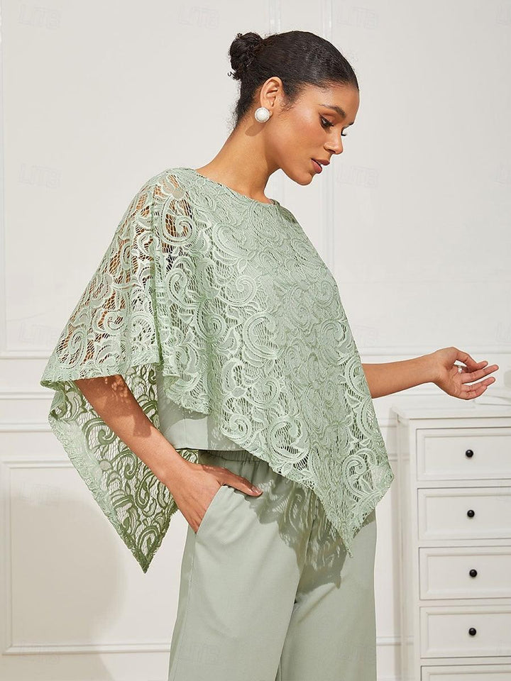 Elegant Kanten Top Met Vleermuismouwen