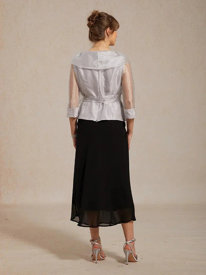 Transparante Organza Blouse met Kraag en Strik