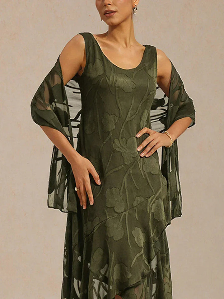 Sheer Floral Chiffon Shawl